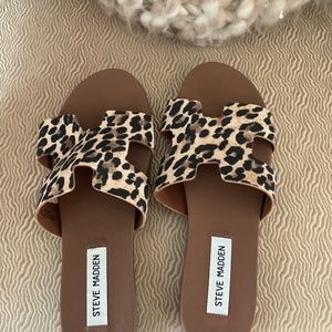 STEVE MADDEN HOKU LEOPARD PRINT SLIDE SANDAL SIZE 7 New without tags and box